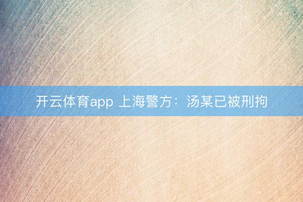 開云體育app 上海警方:湯某已被刑拘